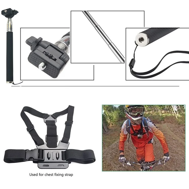 AT585 for GoPro Hero 4/3+/3/2/1 SJ4000/5000/6000/Xiaomi Yi Action Camera 39 in 1 Chest Belt Headstrap Accessories Kit