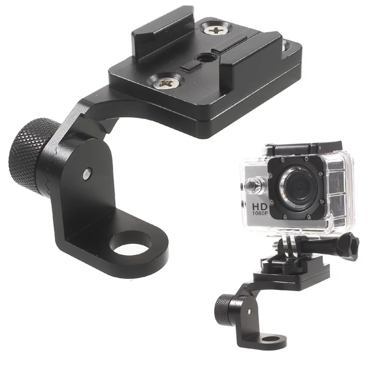 LINGLE CNC Metal Motorcycle Rear View Mirror Stand for GoPro SJCAM Xiaomi Yi - Black