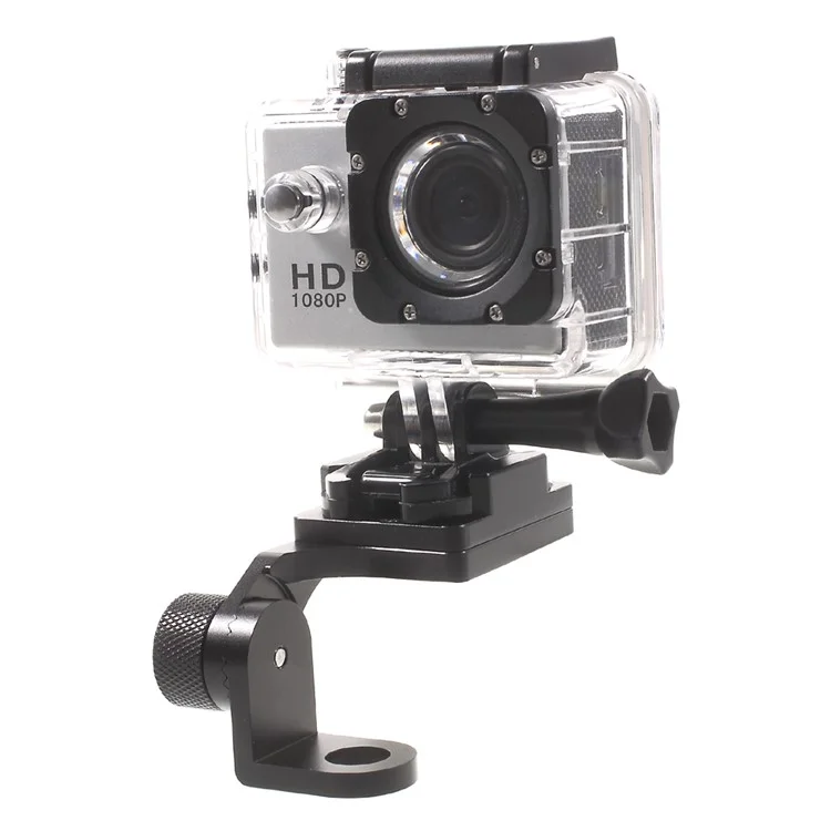 LINGLE CNC Metal Motorcycle Rear View Mirror Stand for GoPro SJCAM Xiaomi Yi - Black