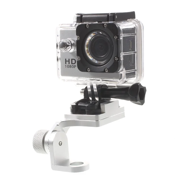 LINGLE CNC Metal Motorcycle Rear View Mirror Stand for GoPro SJCAM Xiaomi Yi - Silver Color