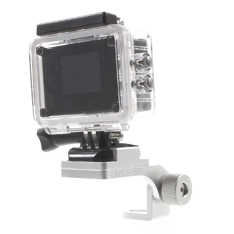 LINGLE CNC Metal Motorcycle Rear View Mirror Stand for GoPro SJCAM Xiaomi Yi - Silver Color