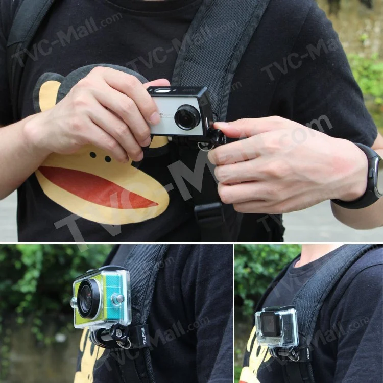 TELESIN Backpack Cap Hat Clip Mount Aluminum Alloy Clamp for Gopro Hero Xiaomi SJCAM
