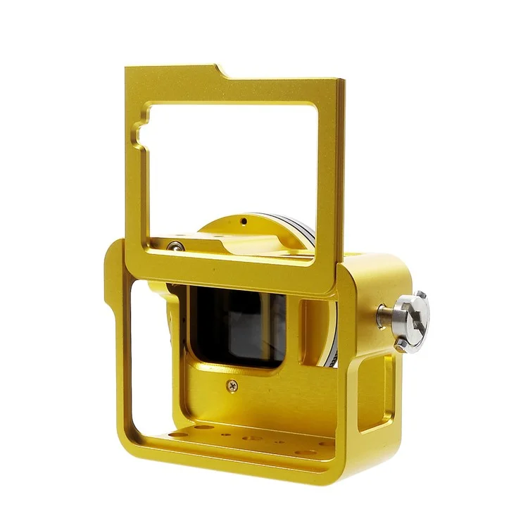 LINGLE Metal Mount Housing Frame Case with UV 52mm Lens Filter for GoPro Hero6 Black / Hero5 Black Camera (AT627) - Gold Color