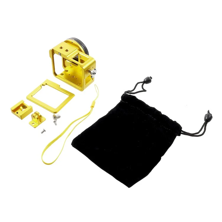 LINGLE Metal Mount Housing Frame Case with UV 52mm Lens Filter for GoPro Hero6 Black / Hero5 Black Camera (AT627) - Gold Color