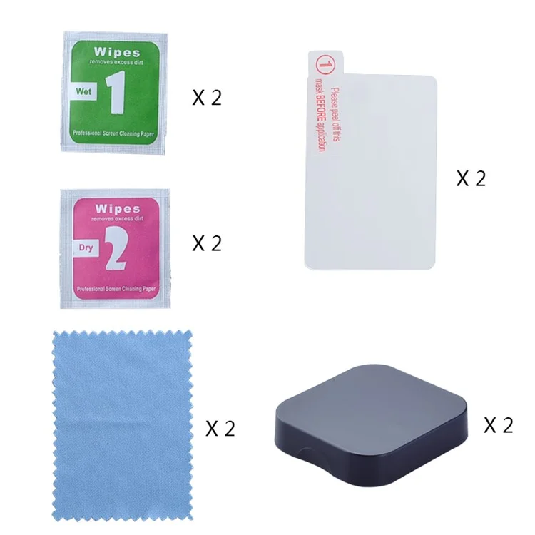 2 protectores de pantalla de vidrio templado + 2 tapas de lente de cámara para GoPro Hero6 Black / Hero 5 / Hero5 Black