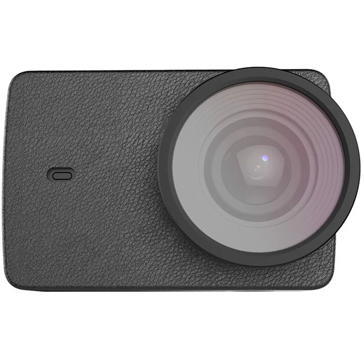 OEM PU Leather Cover Skin with UV Protective Lens for Xiaoyi II 4K Action Camera - Black