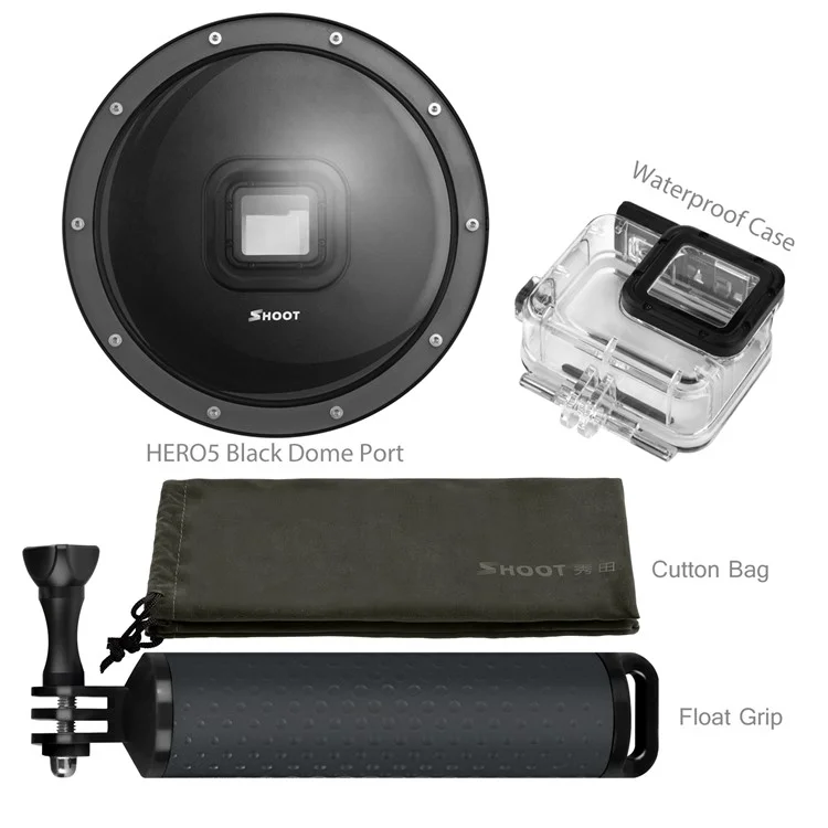 SHOOT 6 inch GoPro Dome Port Underwater Diving Camera Lens for GoPro Hero 5 Black (XTGP376) - Black