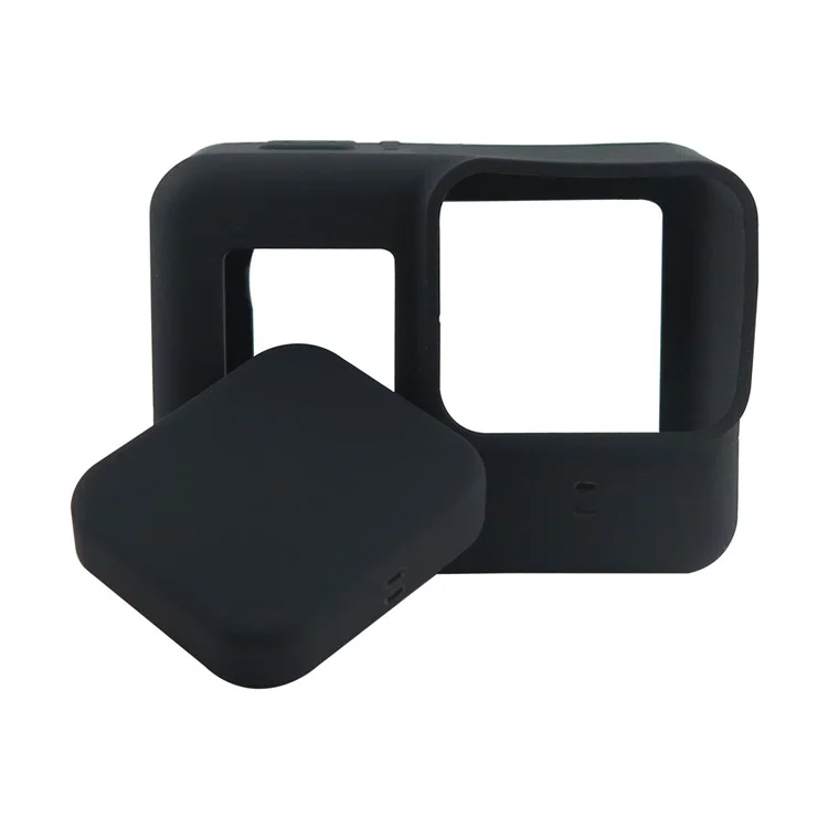 For GoPro Hero6 Black / Hero5 Black Soft Silicone Protective Housing + Lens Cover - Black
