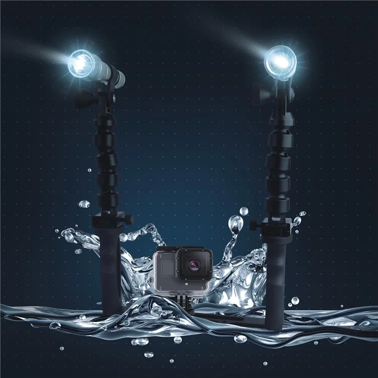 SHOOT Two Handle Underwater Tray with Dual Diving Torches for GoPro Sport Camera (XTGP373) - Black