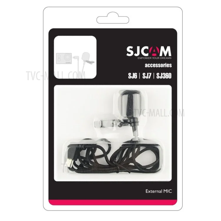 SJCAM External Microphone with Clip for SJCAM SJ6 / SJ7 / SJ360 Action Camera (Short Version) - Black