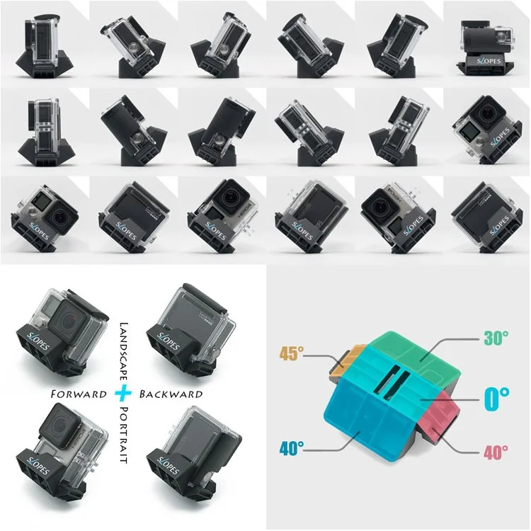 ROGETI Slopes Black Multi-functional 5 Facets Bracket Stand for GoPro Hero6 Black/Hero5 Black/4/3+, Xiaoyi 4K etc. - Black