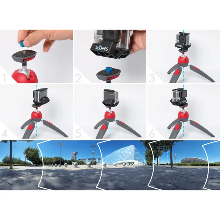 ROGETI Slopes Black Multi-functional 5 Facets Bracket Stand for GoPro Hero6 Black/Hero5 Black/4/3+, Xiaoyi 4K etc. - Black