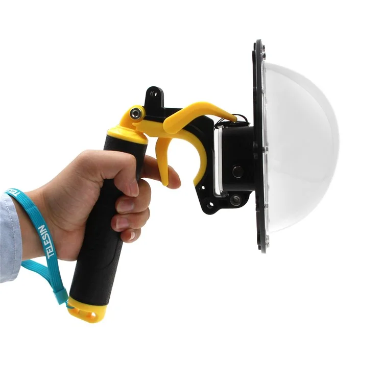 TELESIN GP-T05 GoPro Dome Port with Pistol Trigger Gadget and Floaty Bobber for GoPro Hero5 Black / Hero6 Black - Yellow