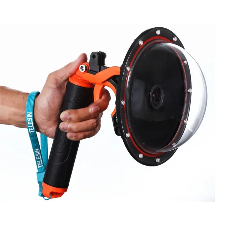TELESIN GP-T03 GoPro Dome Port with Pistol Trigger Gadget and Hand Grip for GoPro Hero3+/4 - Orange