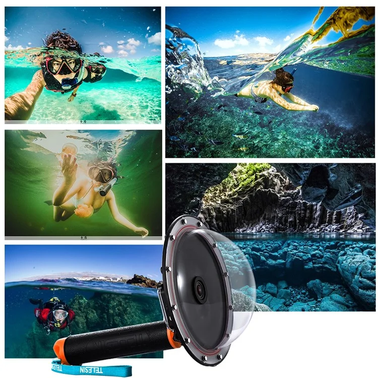 TELESIN GP-T03 GoPro Dome Port with Pistol Trigger Gadget and Hand Grip for GoPro Hero3+/4 - Orange