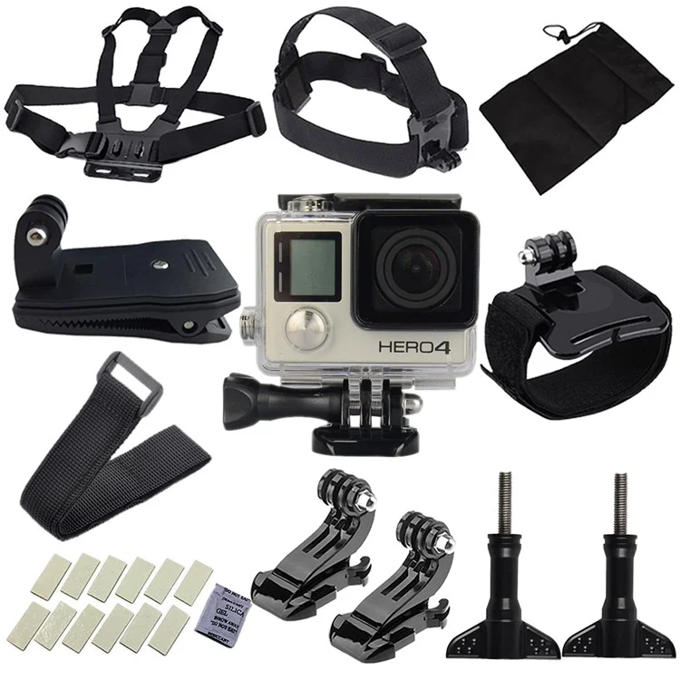 28 in 1 Outdoor GoPro Accessories Kit for GoPro Hero 4/3+/3 with Chest Belt Headband