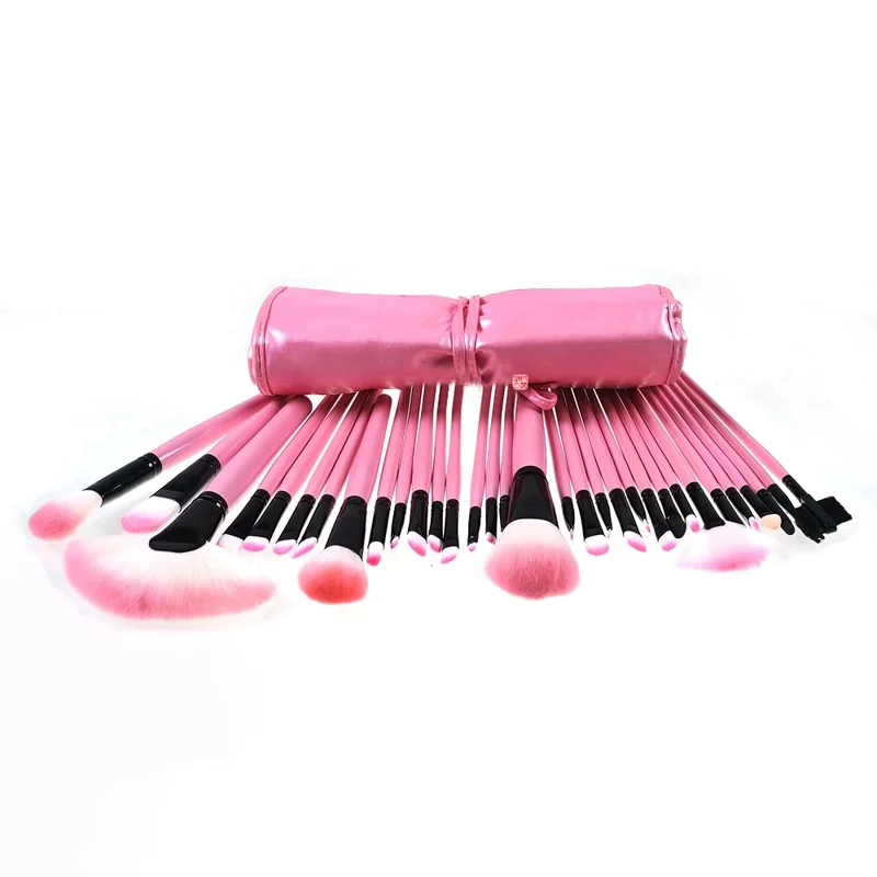 32pcs Profissional Pink Maquiagem Escovas Cosmetic Set Laboramento De Madeira Com Caso