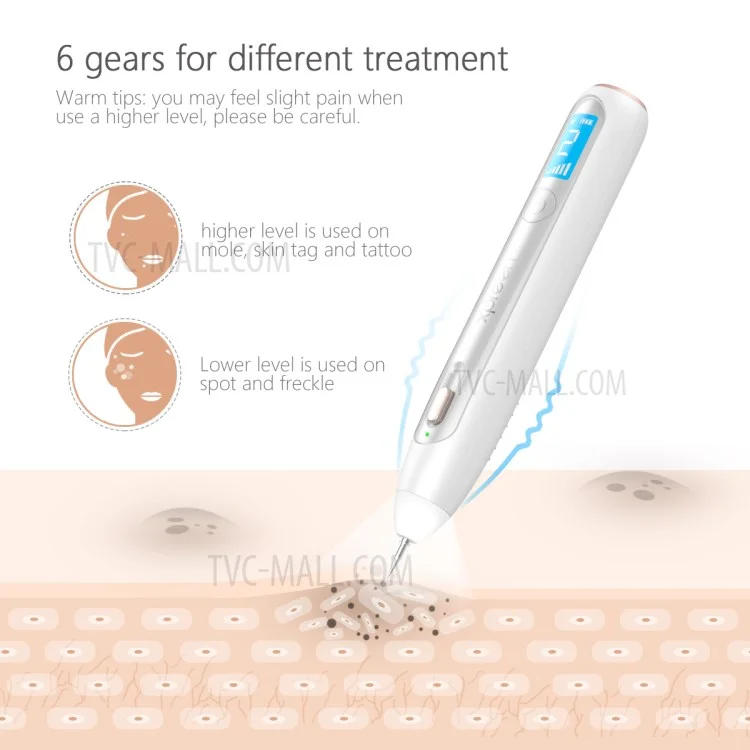 XPREEN XPRE051 Wireless Rechargeable Mole Freckle Dark Spots Tattoo Wart Removal Pen Skin Tag Spot Eraser with LED Screen and Spotlight