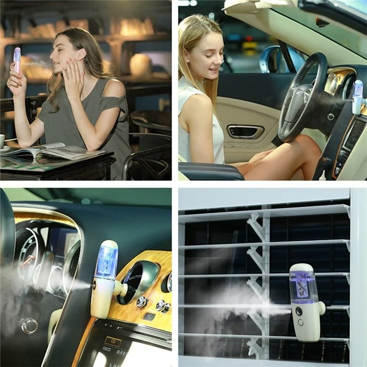 Portable Car Mini Humidifier Negative Ions Air Purifier USB Powered Diffuser Freshener - Apricot