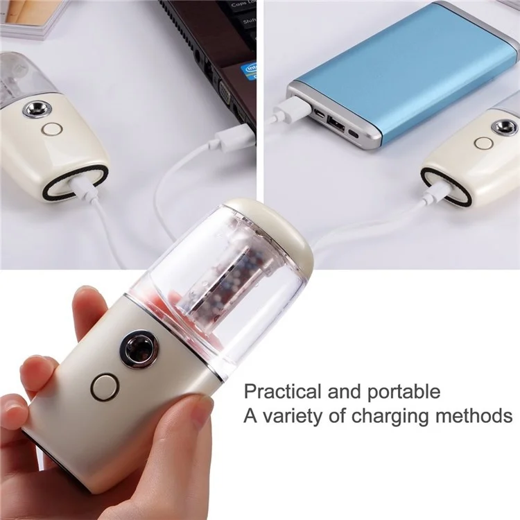 Portable Car Mini Humidifier Negative Ions Air Purifier USB Powered Diffuser Freshener - Apricot