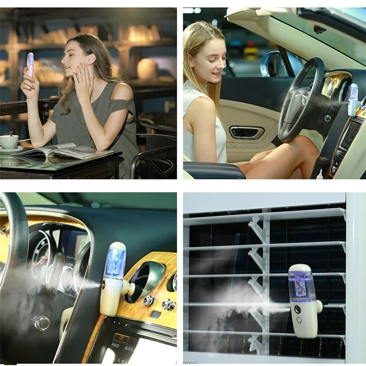 Portable Car Mini Humidifier Negative Ions Air Purifier USB Powered Diffuser Freshener - Apricot