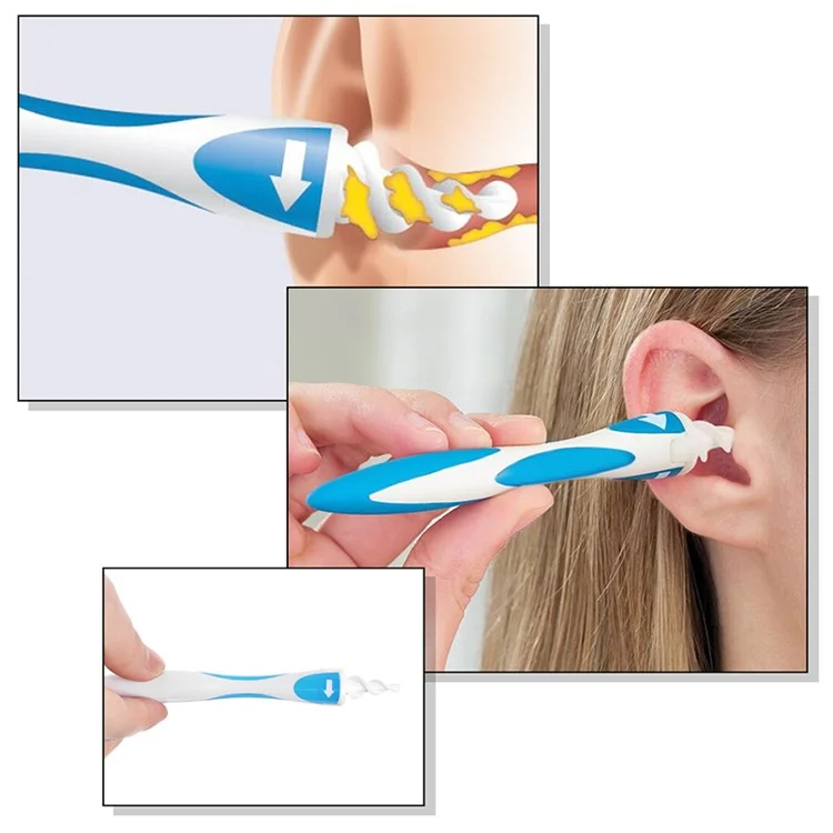 Spiral Safe Silicone Ear Cleaner Earwax Remover with 16 Tips Replacement Heads