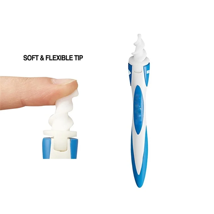 Spiral Safe Silicone Ear Cleaner Earwax Remover with 16 Tips Replacement Heads
