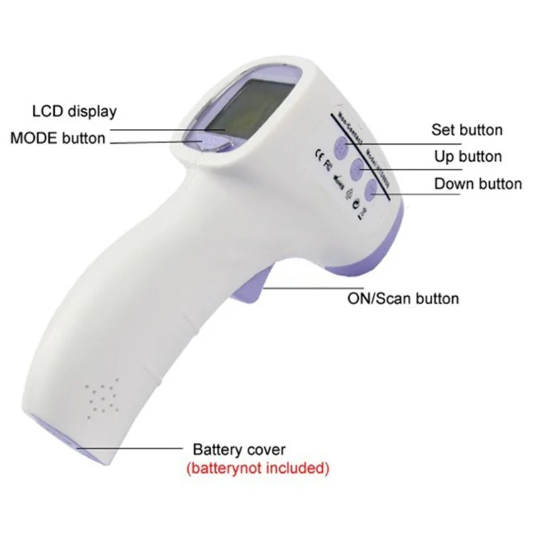 HTD8808 LCD Digital Non-Contact IR Infrared Laser Forehead Thermometer Gun