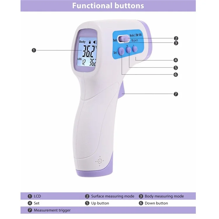 DM300 Professional Digital LCD Infrared Thermometer Gun Non-contact IR Temperature Measurement Laser Gun Diagnostic Tool Device