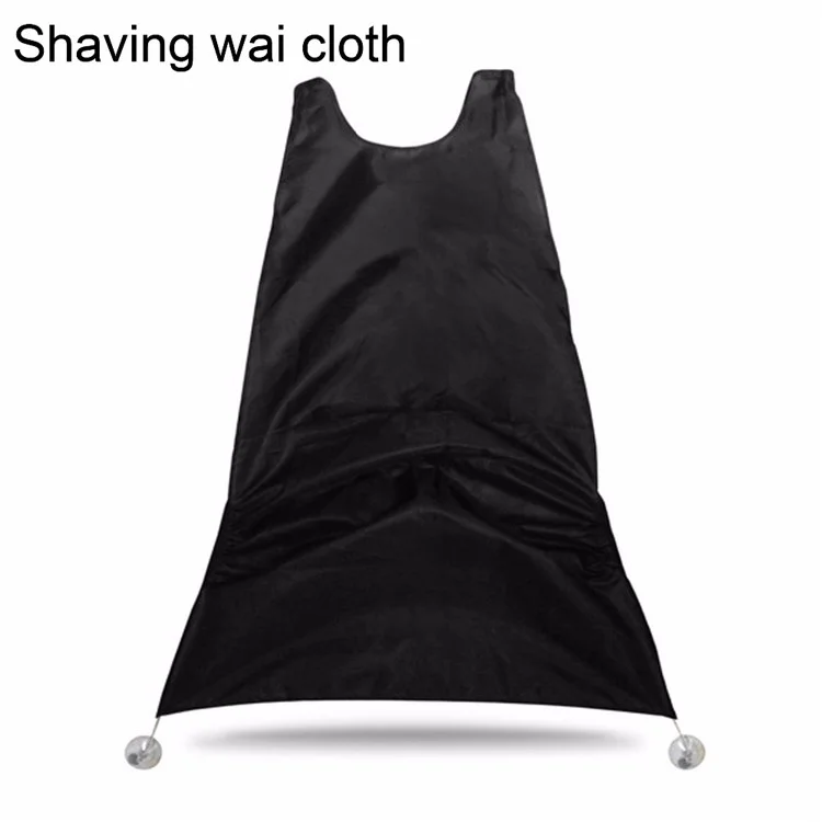 Beard Shaving Apron Cape Cloth with Two Suction Cups - Black