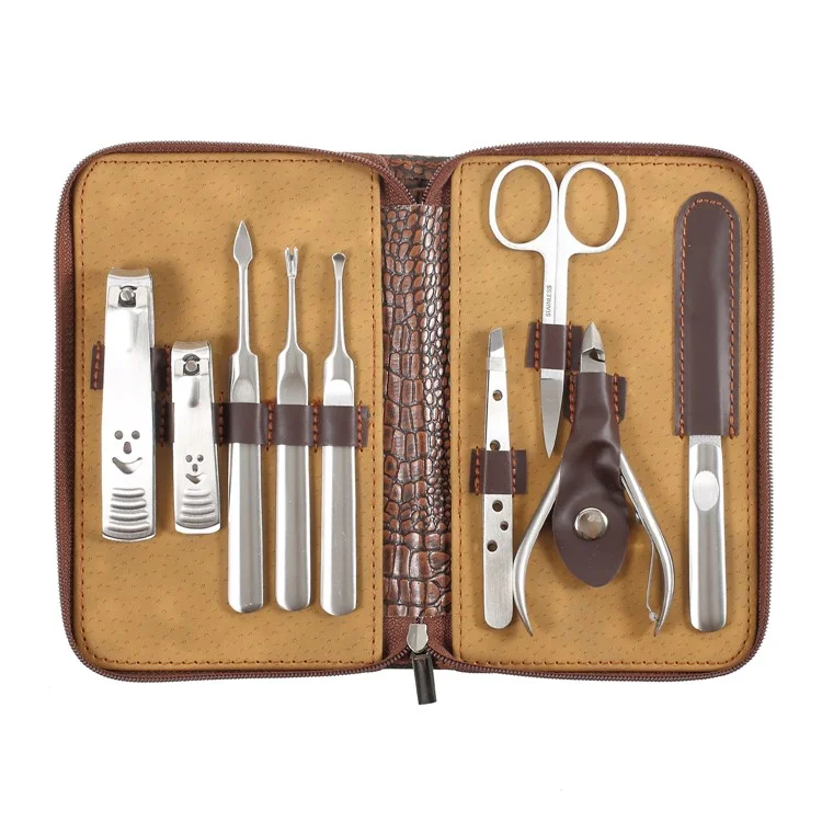 9-in-1 Premium Smiling Nail Clippers Scissors Dead Skin Plier Beautify Manicure Tool Set