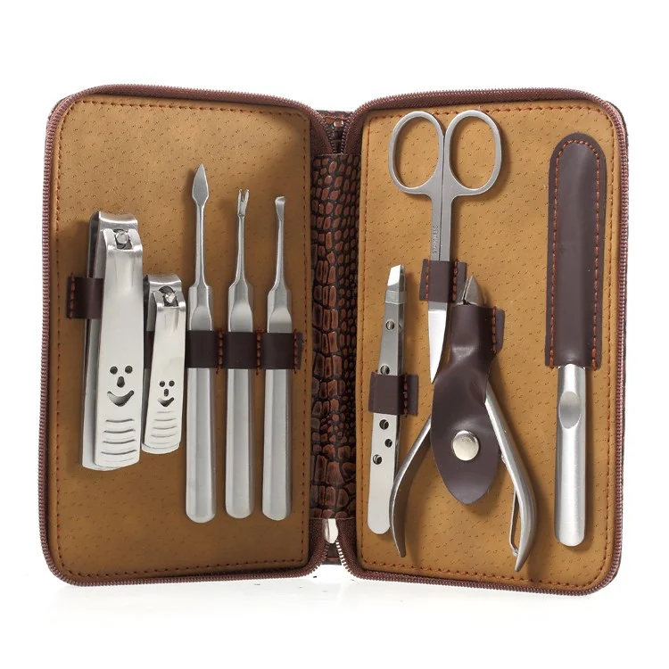 9-in-1 Premium Smiling Nail Clippers Scissors Dead Skin Plier Beautify Manicure Tool Set