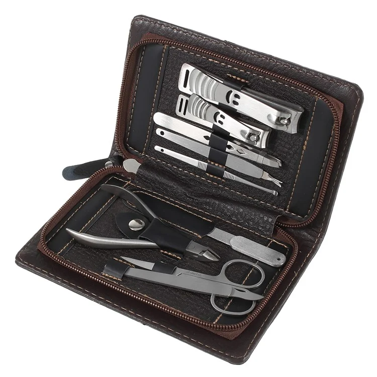 9-in-1 2 Smiling Nail Clippers Scissors Dead Skin Plier Ear Pick Cleaner Grooming Tool Set