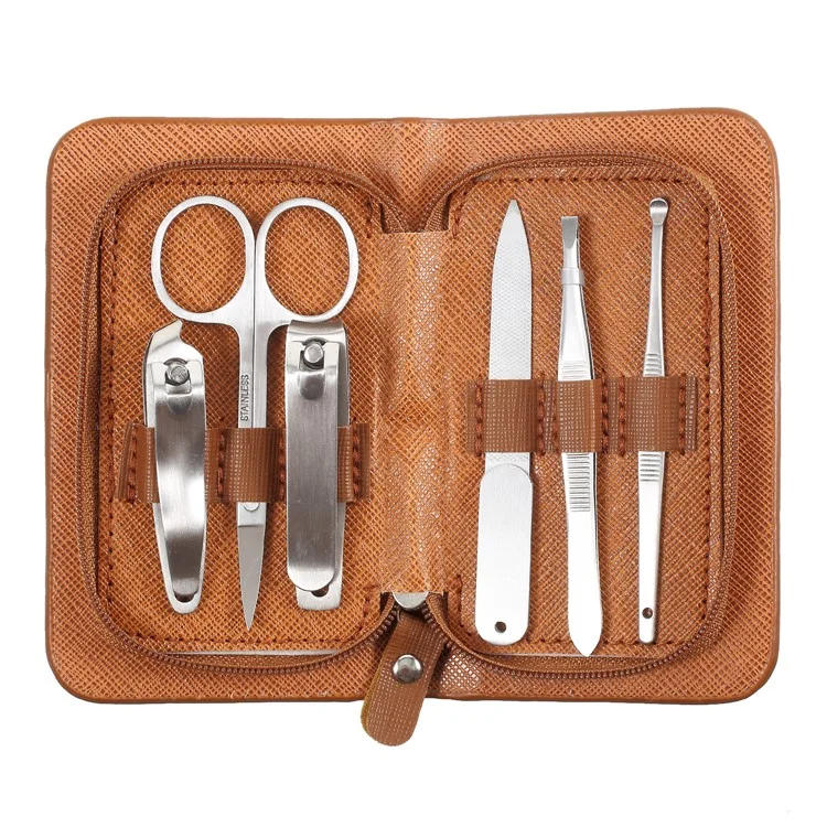 6 in 1 Manicure Set Scissor Tweezer Knife Ear Pick Utility Nail Clipper Grooming Kit