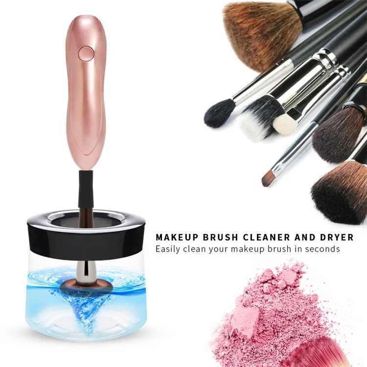 Three-mode Adjustable Rechargeable Makeup Brush Dryer Cleaner - Rose Gold