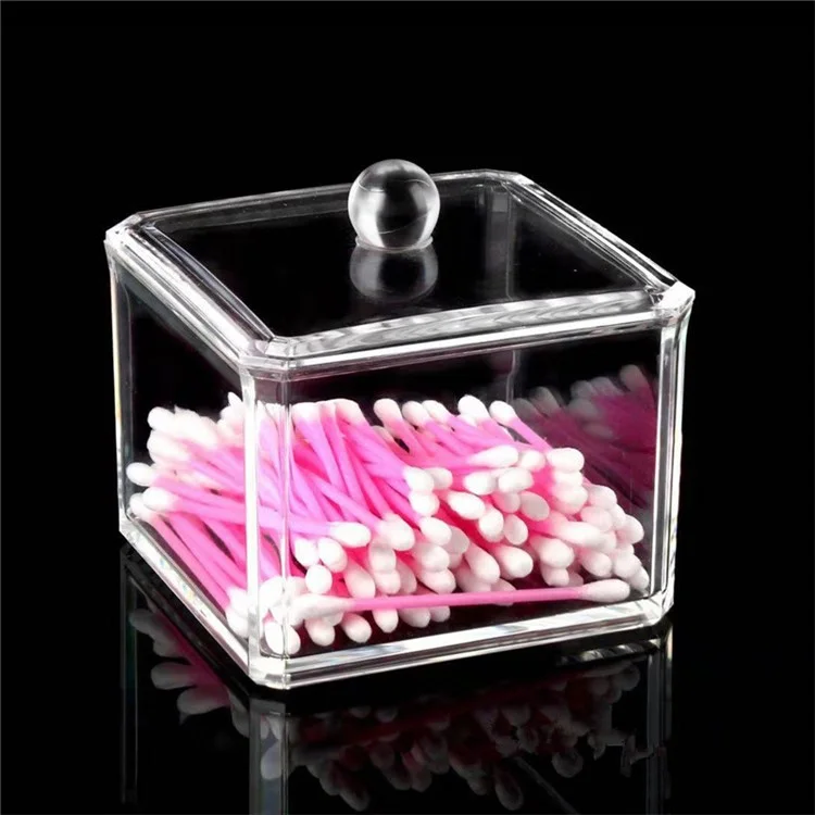 C129 See-through Acrylic Makeup Cotton Swabs Organizer Storage Box Case