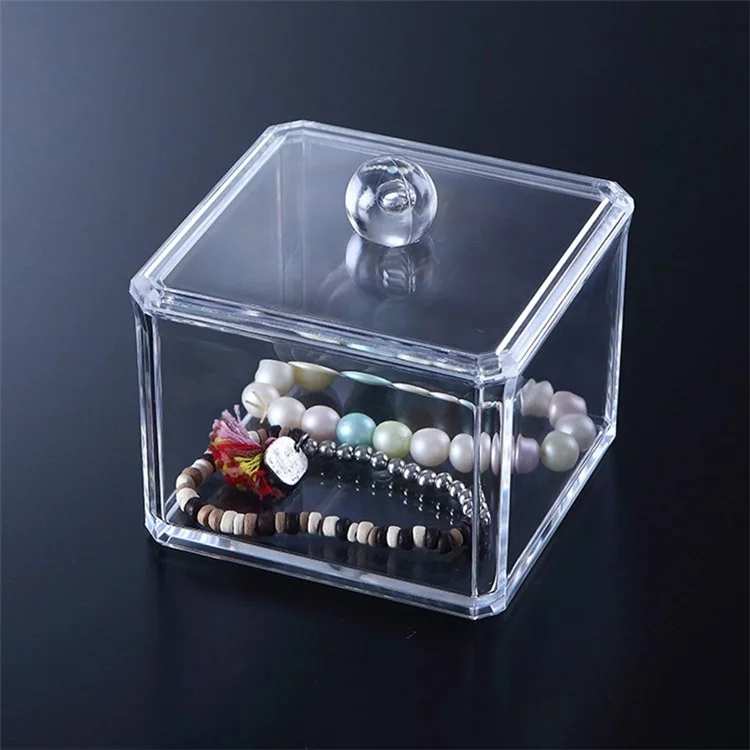 C129 See-through Acrylic Makeup Cotton Swabs Organizer Storage Box Case