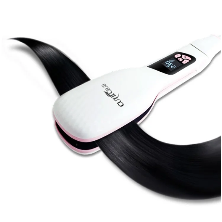 110V-240V Anion Moist Massager Comb Brush Electric LCD Display Sprayer Steam Hair Straightener - AU Plug