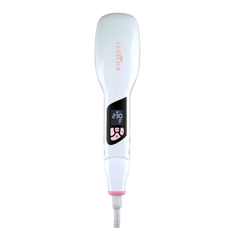 110V-240V Anion Moist Massager Comb Brush Electric LCD Display Sprayer Steam Hair Straightener - AU Plug