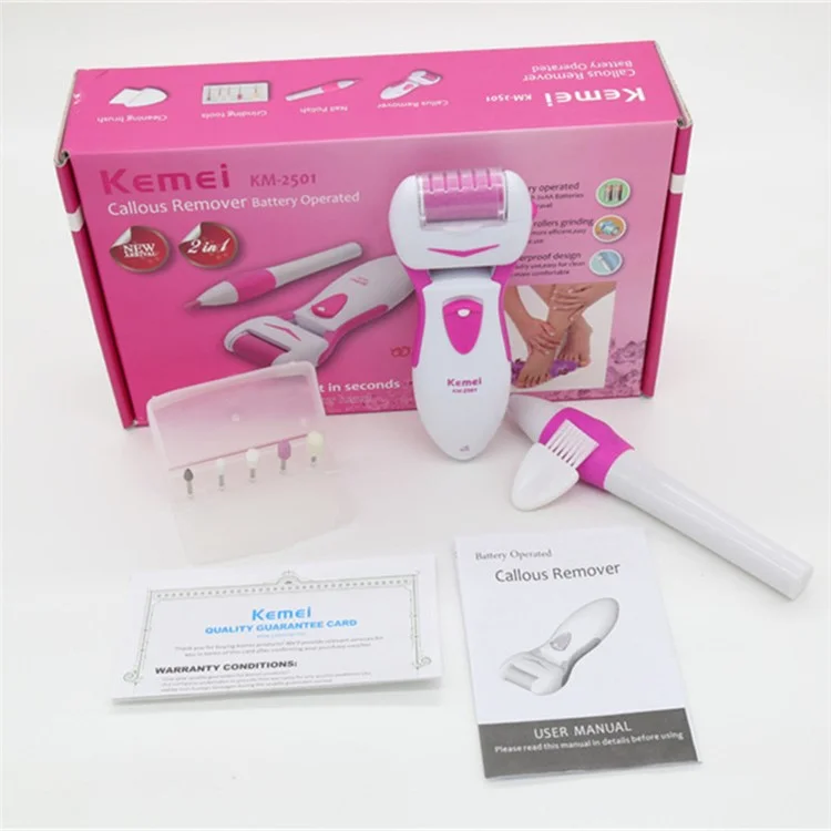 KM-2501 Foot Care Hard Dry Skin Remover Callus Electric Pedicure Drill File Tool Kit Set