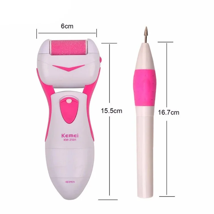KM-2501 Foot Care Hard Dry Skin Remover Callus Electric Pedicure Drill File Tool Kit Set
