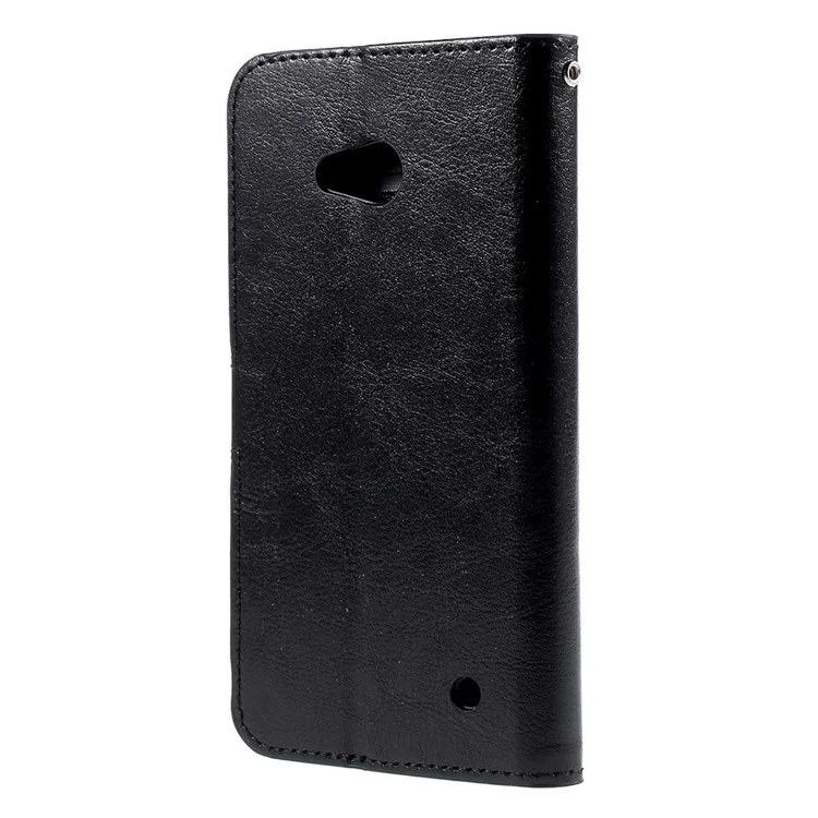 Black Crazy Horse Leather Wallet Case for Microsoft Lumia 640 Dual Sim / 640 LTE