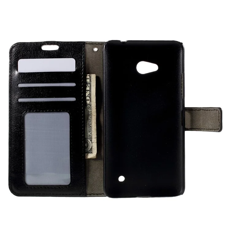 Black Crazy Horse Leather Wallet Case for Microsoft Lumia 640 Dual Sim / 640 LTE