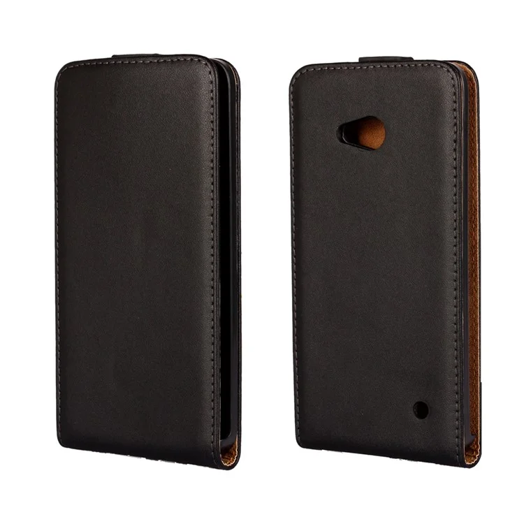 Vertical Genuine Split Leather Case for Microsoft Lumia 640 Dual Sim / 640 LTE - Black