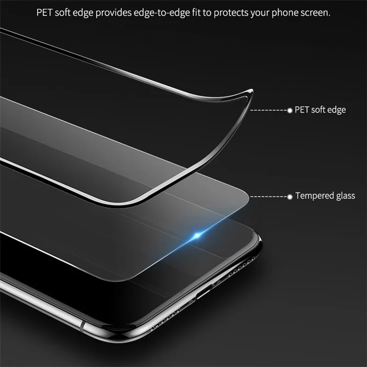 ROCK for iPhone X 0.23mm Ultra Clear 4D Full Glue Full Size Tempered Glass Screen Guard Film with Soft Edge