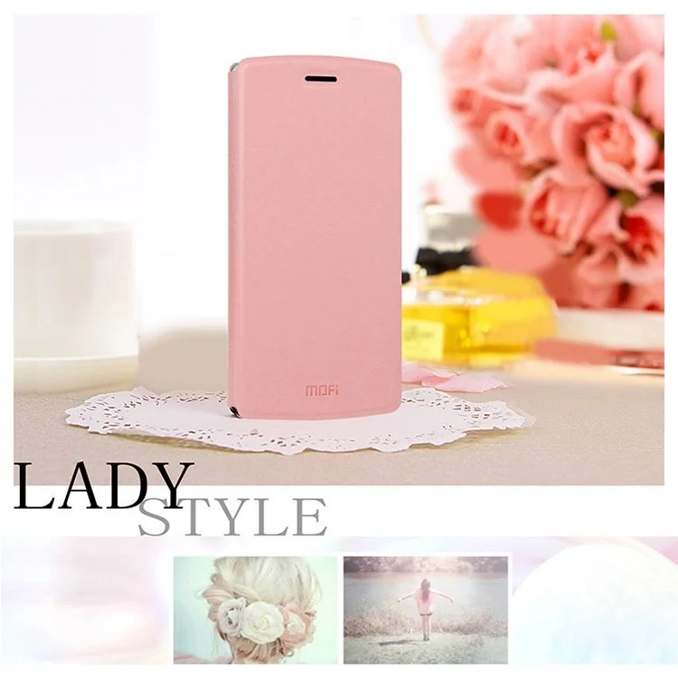 Mofi OEM Rui Series Flip Leather Cover with Stand for Oneplus One A0001 - Pink