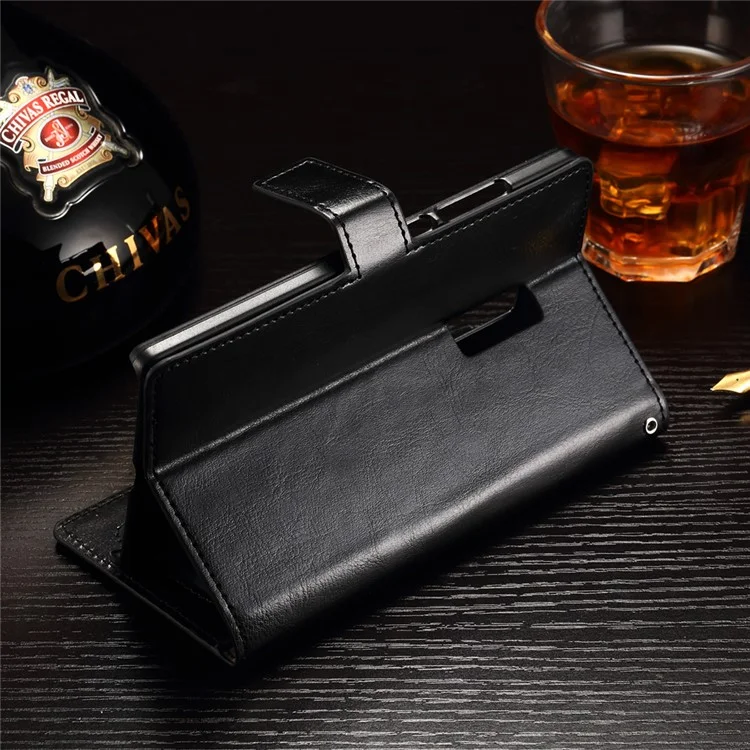 For OnePlus 2 Wallet Leather Case Stand Crazy Horse Texture - Black