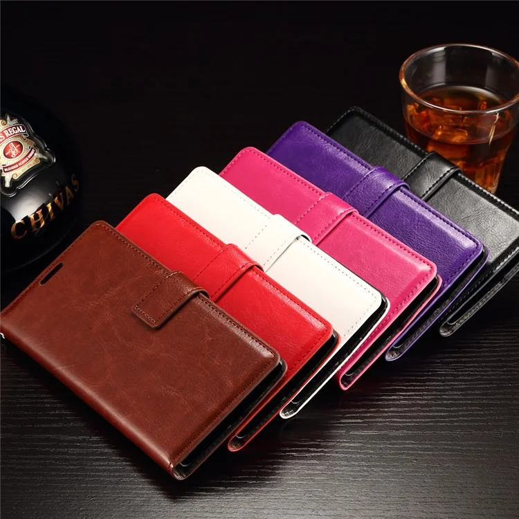 For OnePlus 2 Wallet Leather Case Stand Crazy Horse Texture - Black