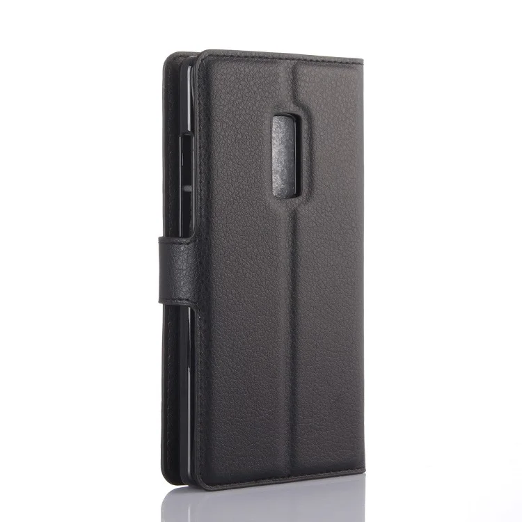 Litchi Skin Wallet Leather Stand Case for OnePlus 2 - Black
