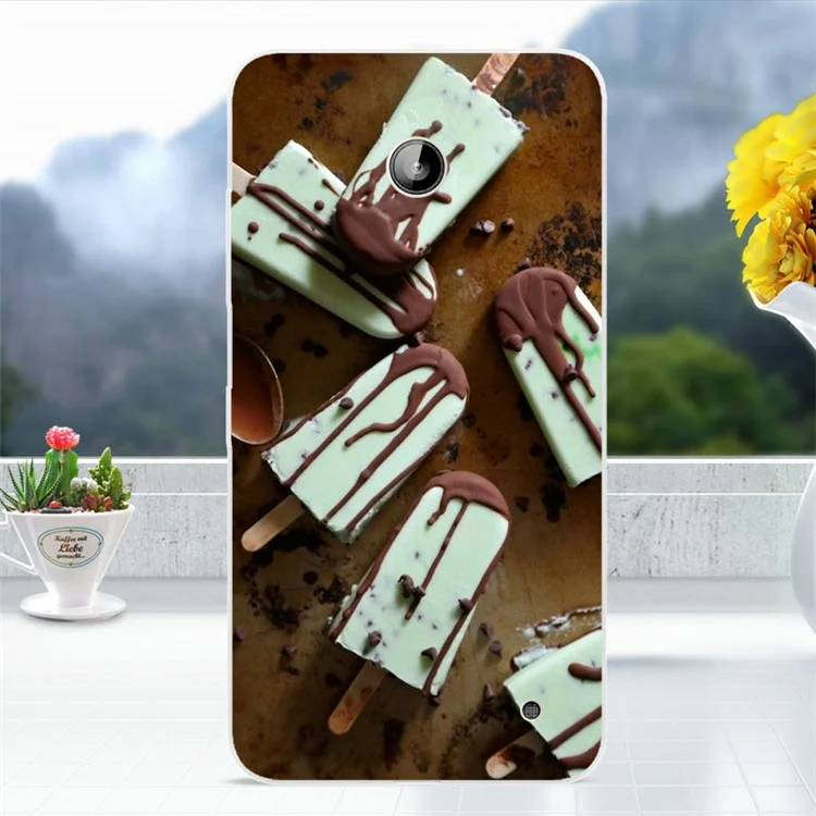 Softlyfit Embossed TPU Gel Shell for Nokia Lumia 630 / 630 Dual SIM / Lumia 635 - Chocolate Popsicles